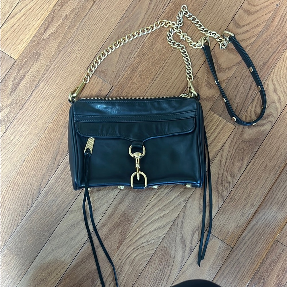 Black Leather Chain Strap Bag
